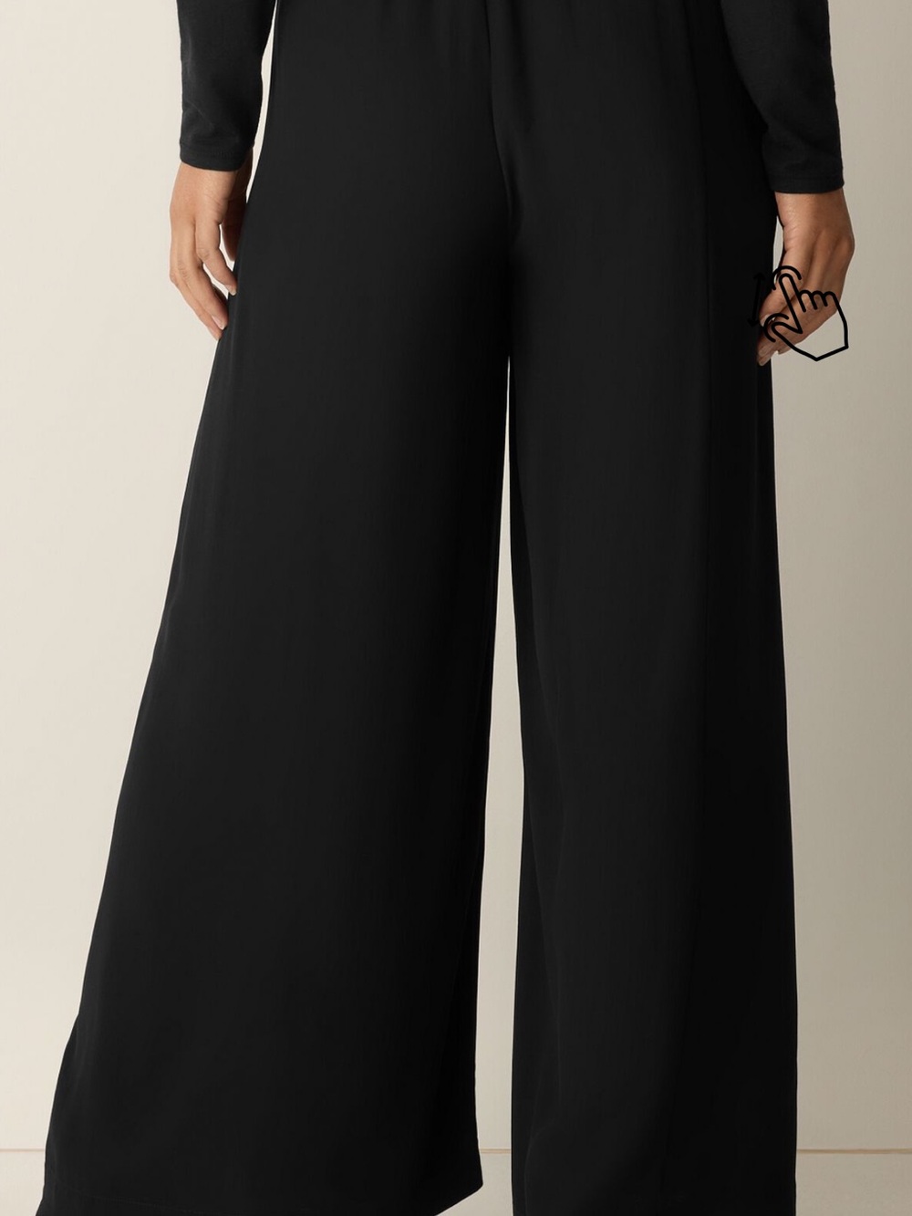 Eileen fisher silk georgette Wide Leg Black Pull-On Pants xl black - Picture 2 of 4